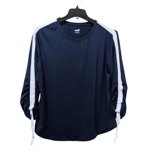 Avia Top Navy Blue Active Performance Crew Neck Rushed Long Sleeves XL